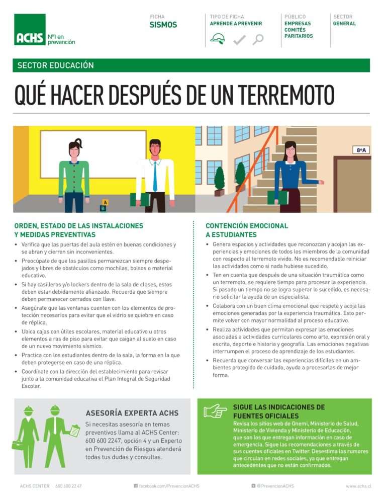 qué hacer despues de un terremoto establecimiento educacional